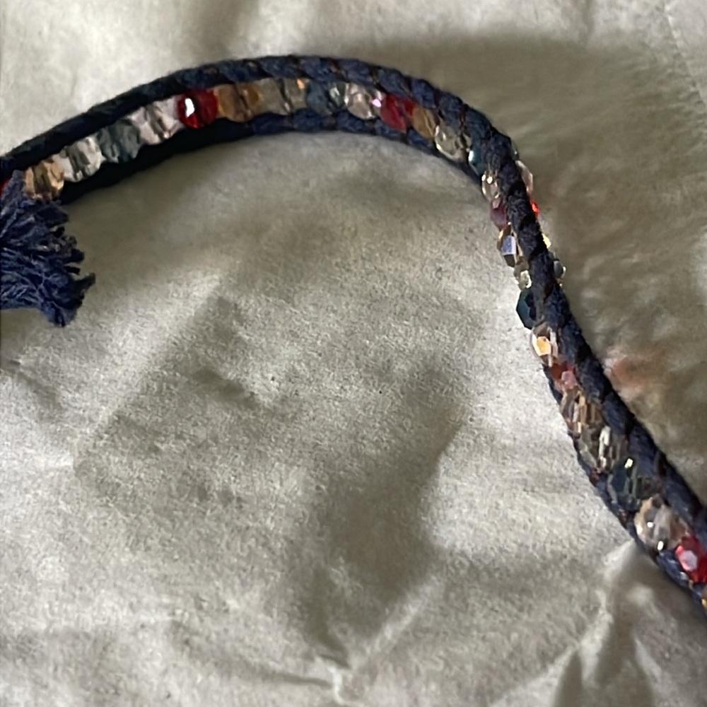 Vtg Faceted Crystal Blue Rope Boho Necklace (26in) - Picture 2 of 3